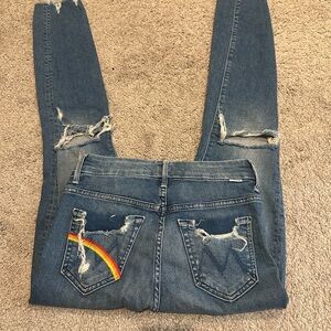 MOTHER High waisted looker ankle chew “learning to hula”